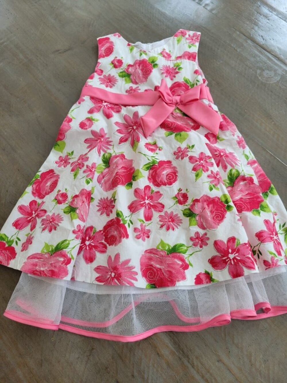 Girls's Bonnie Jean Sleeveless Dress, Pink & White, Size 4T